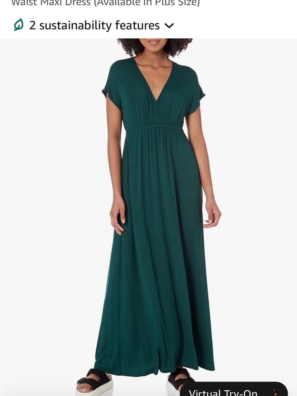 Amazon Essentials Orange and Black Floral Faux-Wrap Maxi Dress